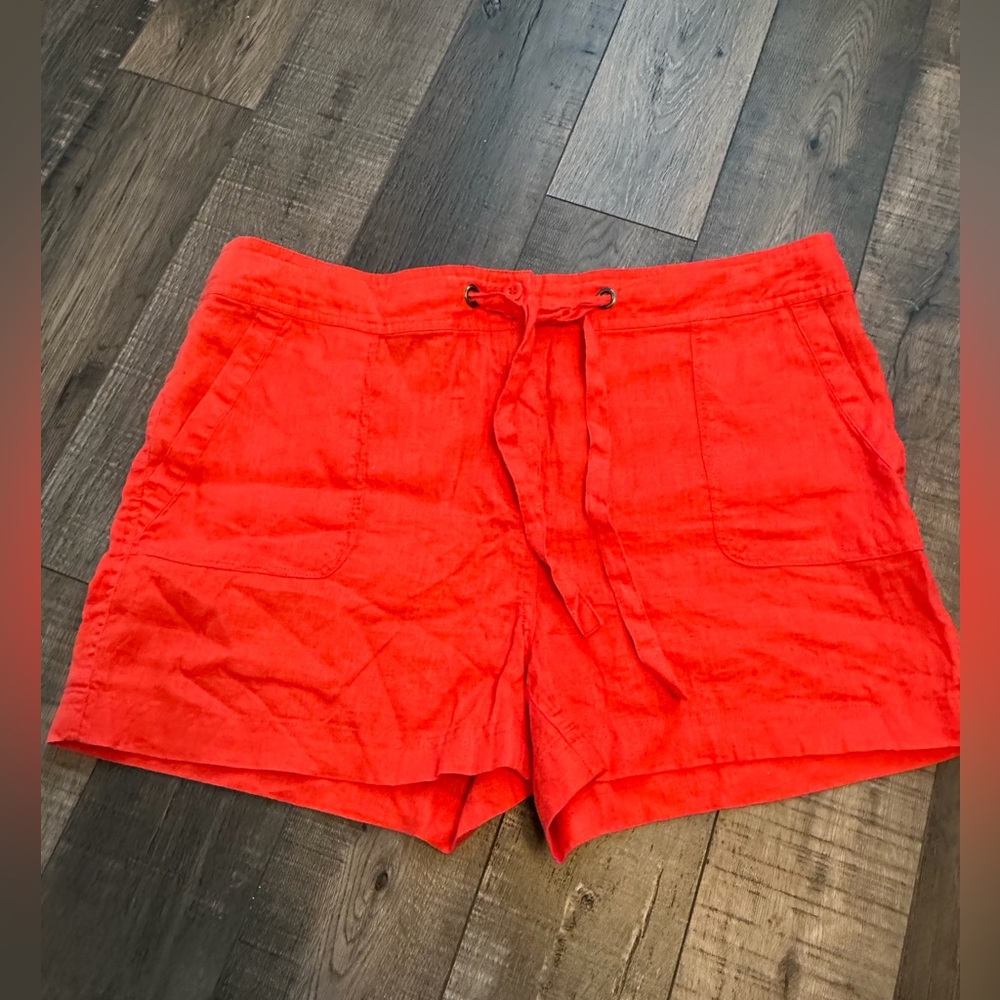 Sigrid Olsen Women’s Coral 100% Linen Shorts Sz 14
